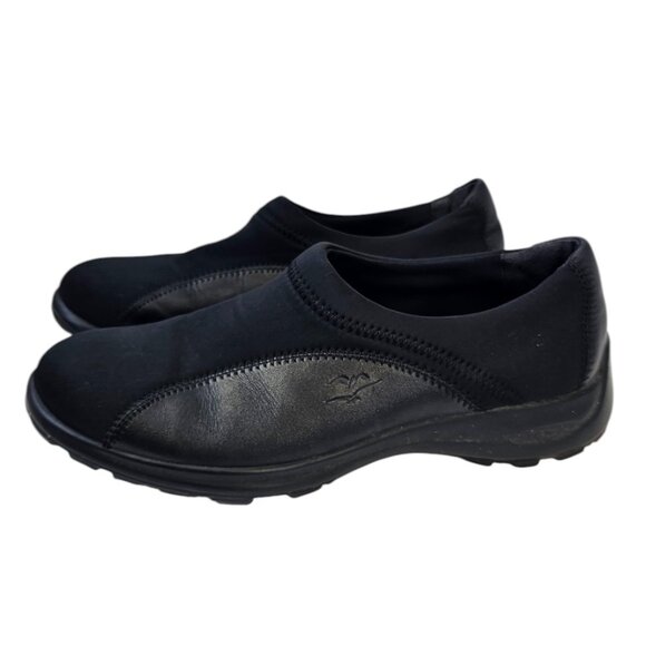 FlyFlot Womens Willow Slip On Sneaker, Black, Lycra, Leather, Comfort, Size 39/8 - Picture 9 of 9